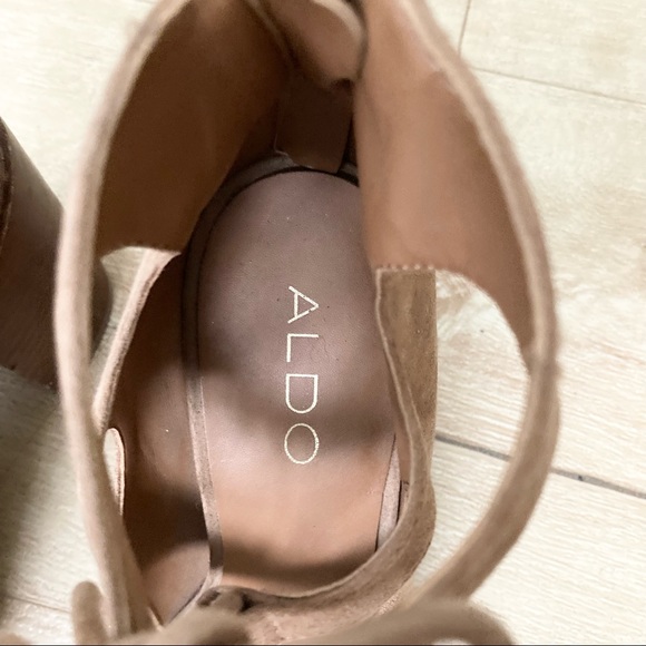 Aldo Astievia Gladiator Lace Up Heeled Sandals Tan - Picture 6 of 9